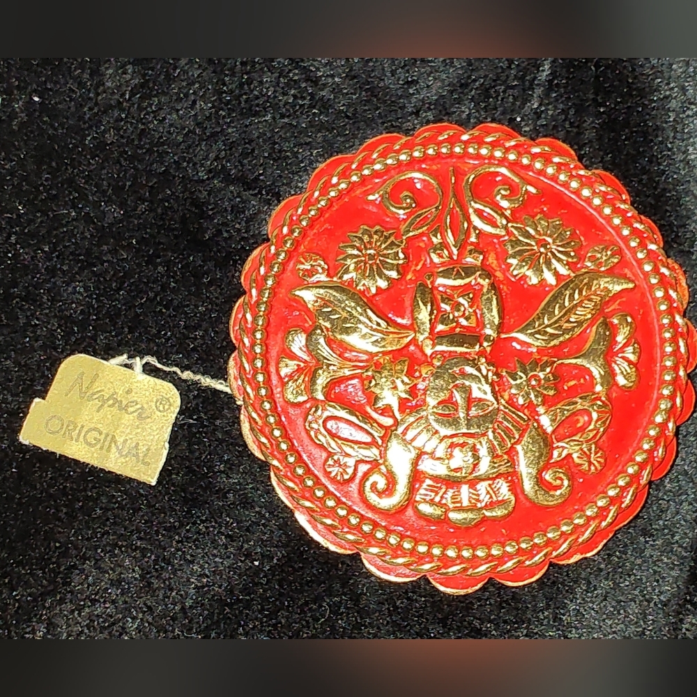Rare Vintage NAPIER Etruscan Tribal Medallion Necklace & Brooch Set MINT Tagged